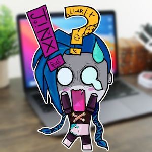 Jinx inspired Chibi Digital Print - Arcane - League of Legends - Sticker - PNG file