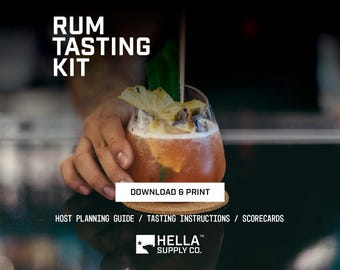 Kit di degustazione alla cieca di rum stampabile / Scheda punteggi progettata professionalmente, guida per l'ospite, istruzioni per la degustazione / Festa di degustazione di liquori e alcolici