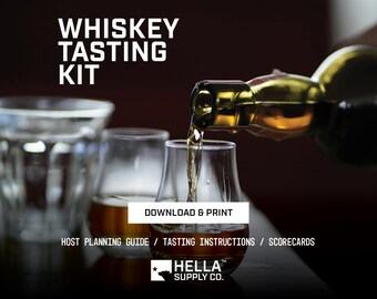 Kit di degustazione di whisky alla cieca stampabile / Scheda punteggi progettata professionalmente, guida per l'ospite, istruzioni per la degustazione / Festa di degustazione di bourbon e scotch