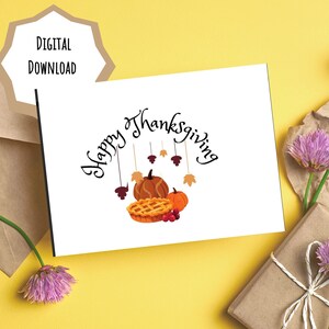 Biglietto digitale del Ringraziamento, Biglietto d'auguri autunnale, Biglietto d'auguri, Biglietto del Ringraziamento, Cartoline 7x5 per il Ringraziamento, Biglietto del Ringraziamento da scaricare