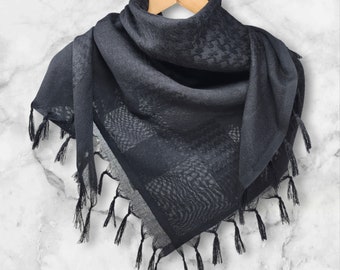 100% Cotton Palestine Keffiyeh Scarf - Traditional Shemagh with Tassels, Arab Style Unisex Headscarf - Palestinian Solidarity Kufiya