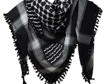 Palästina Keffiyeh Schal - Traditionelles Shemagh mit Quasten, Kopftuch im arabischen Stil für Männer und Frauen - Palästinensische Solidarnosk-Mode
