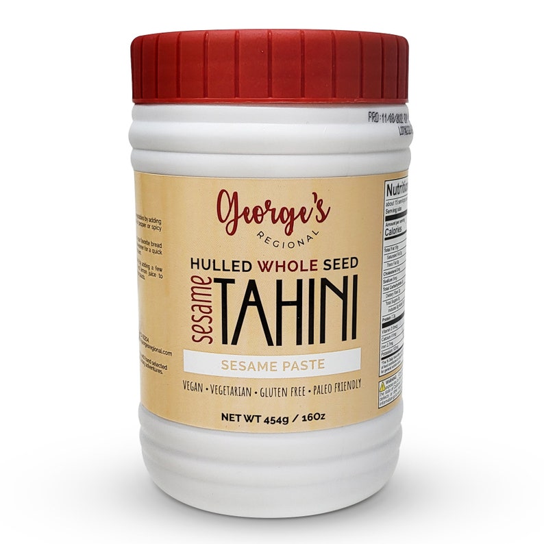 16 Oz Hulled Whole Seed Sesame Tahini Paste Vegan, Keto, Paleo, Gluten Free Great in Hummus