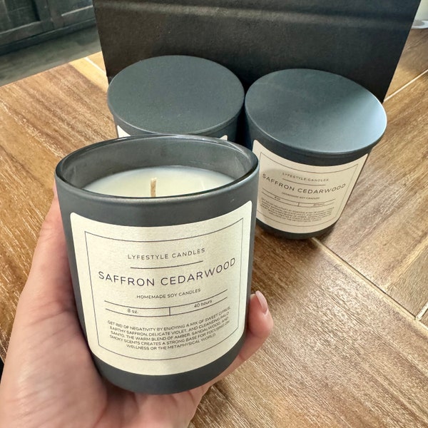 Saffron Cedarwood Soy Candle, 8 oz.