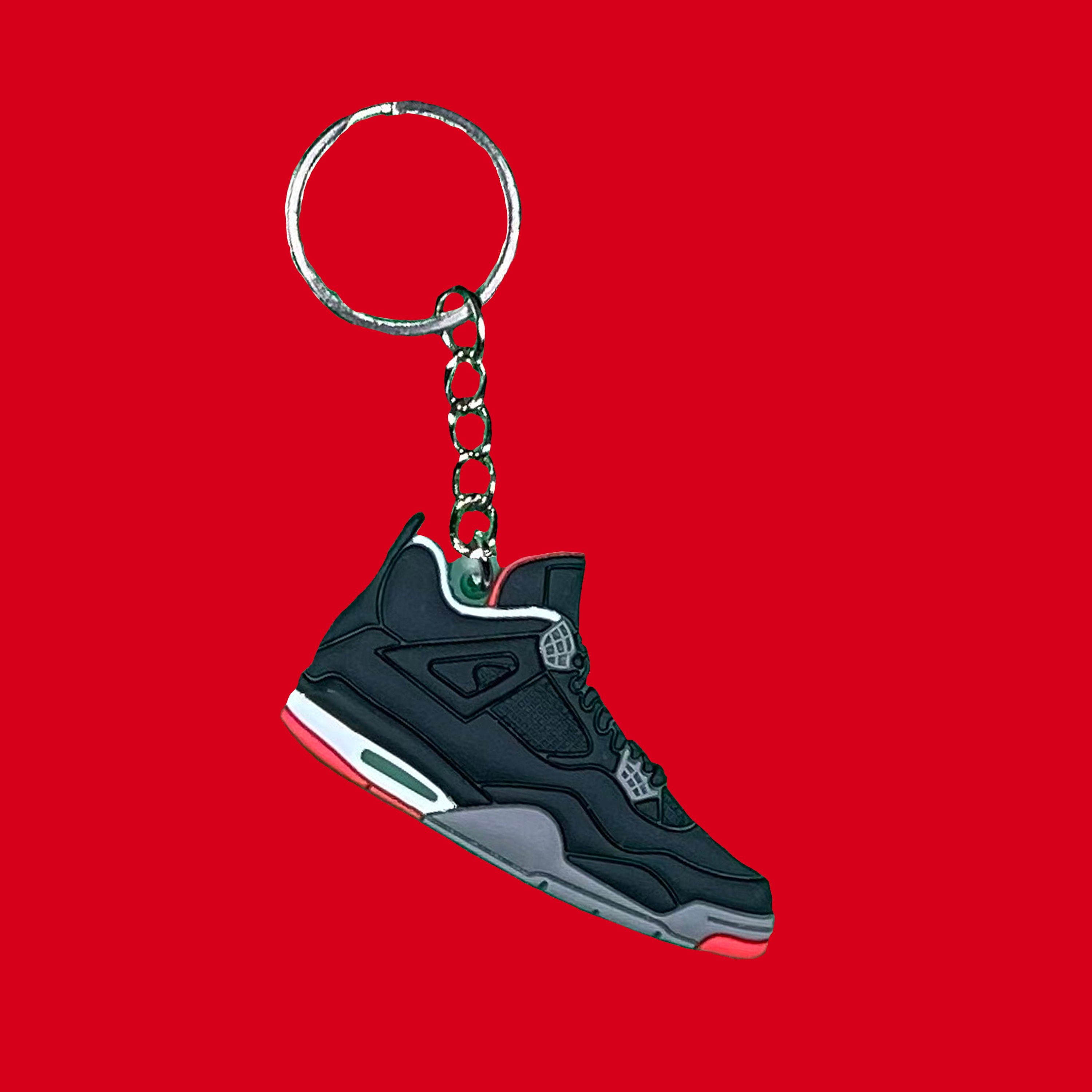 AJ4 Bred 2D Sneaker Keychain With Free Shipping Trendy Shoe Accessory For Bags Keys or Decoration The Perfect Sneakerhead Gift