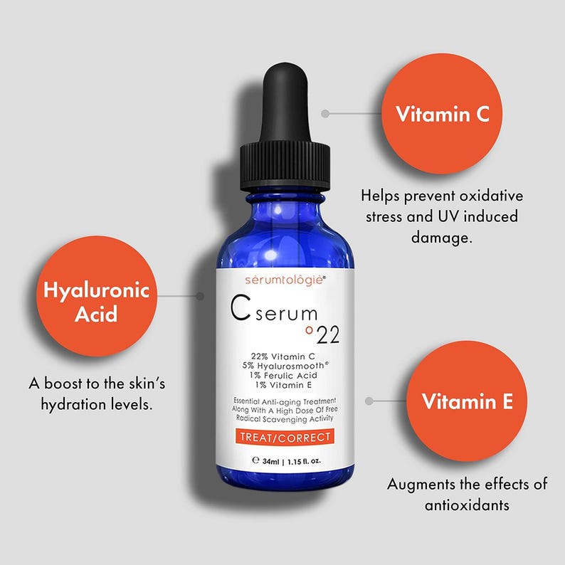 sérumtologié® C serum-22 Vitamin CE Ferulic Acid Serum for Face Anti Wrinkle Serum Retinol, hyaluronic Acid Organic Skin Care Vitamin C image 11