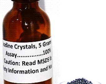 Pure Elemental Iodin Prilled / Crystals / 100%/ Lab Experiment / Sample / 5 Grams / USA / Same Day Ship