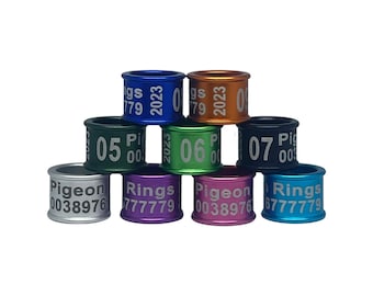 Personalized Aluminium Pigeon Rings - Pigeon Bands - Parrot - Conure - Pigeon - Dove - 7mm and 8mm - 50 PCs