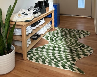 Funky Checkered Rug: Groovy Retro Polyester Runner