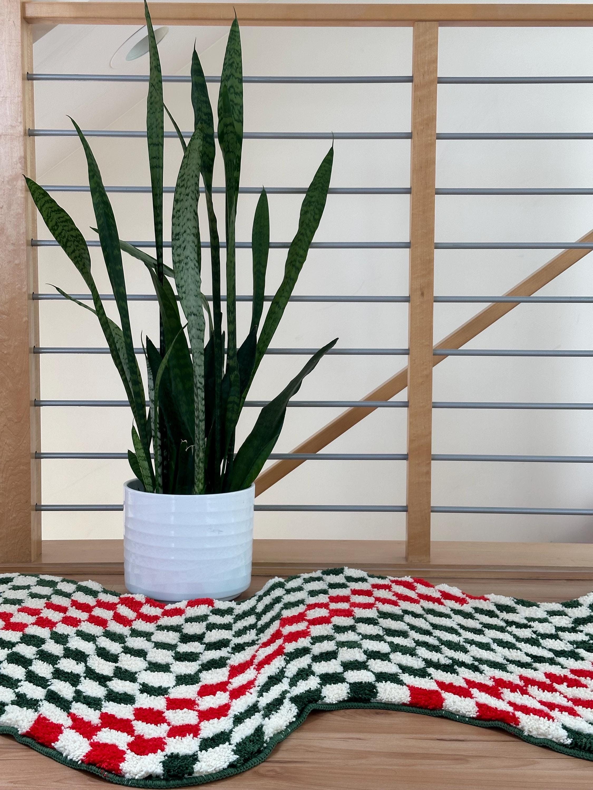 Funky Checkered Rug: Retro Wavy Runner, Maximalist Decor (47.2x27.5 ...
