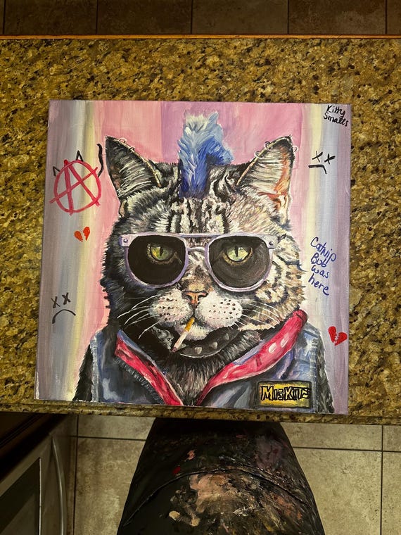 Punk Rock Kitty- ORIGINAL - Etsy