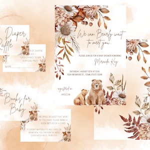 We can Bearly wait to meet you, Baby Shower Invitation, Diaper Raffle & Books for Baby Bundle! Printable File: Gender Neutral!