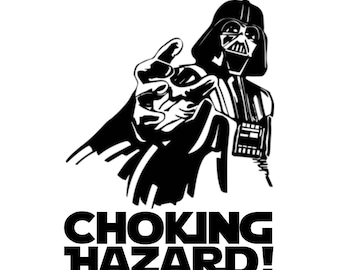 Darth Vader Peligro de Asfixia DTF PNG: Archivo de corte de Star Wars (Descarga digital)