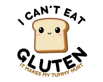 Sin gluten - SVG PNG DTF / Celíaco / Archivo de transferencia / Camiseta / Divertido
