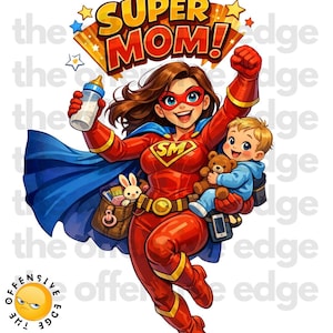 Supermamma PNG DTF | Mors dag | Nybliven mamma | Superhjälte (digital nedladdning) bild 1