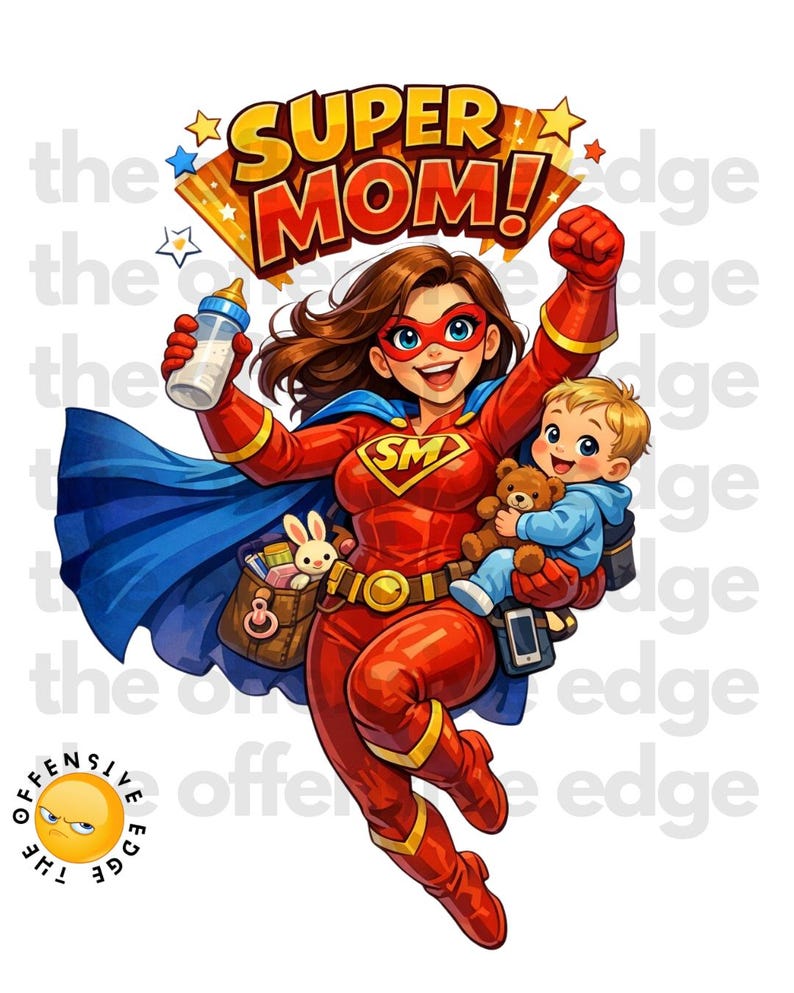 Supermamma PNG DTF | Mors dag | Nybliven mamma | Superhjälte (digital nedladdning) bild 1