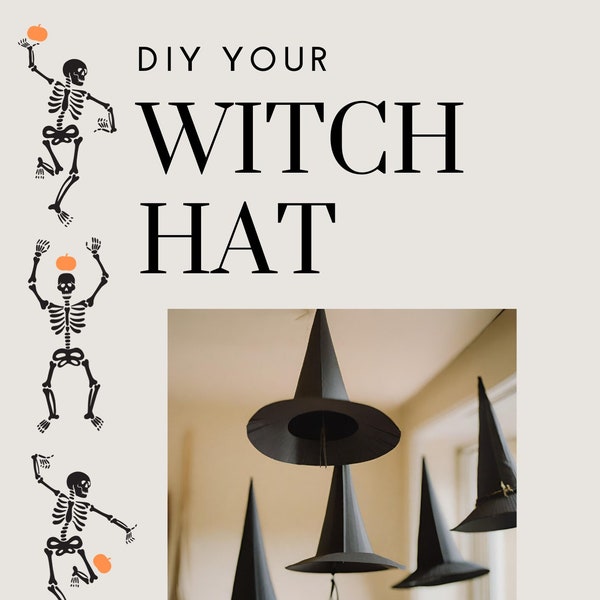 Paper Witch Hat - DIY Paper Witch Hat - Digital Download Witch Hat - Printable Witch Hat - With Hat Cut-Out
