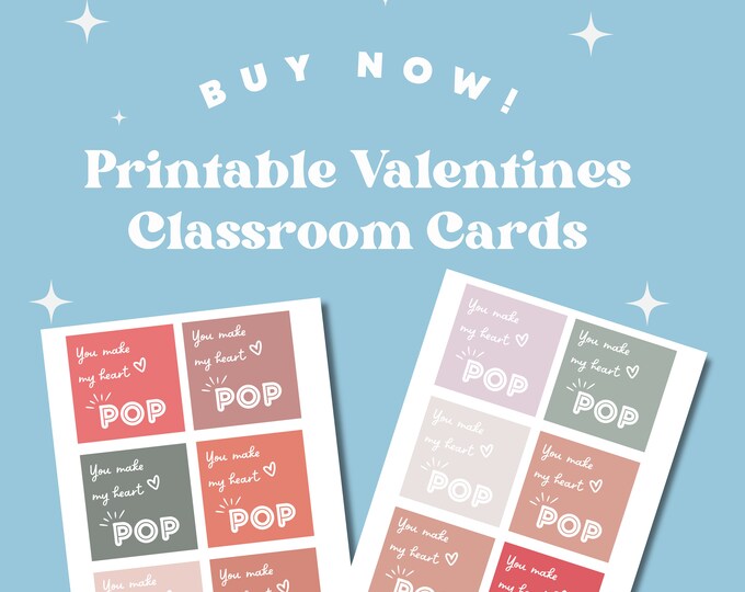 Printable Classroom Valentines, Valentines Classroom Favor, You Make My ...