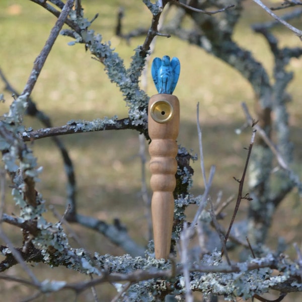 Sacred Pipe For Inner Peace ▷ Prayer Peace Pipe ▷ Gemstone Turquoise Wood Pipe ▷ Smoking Pipe ▷ Unique  Gift ▷ Angel Pipe