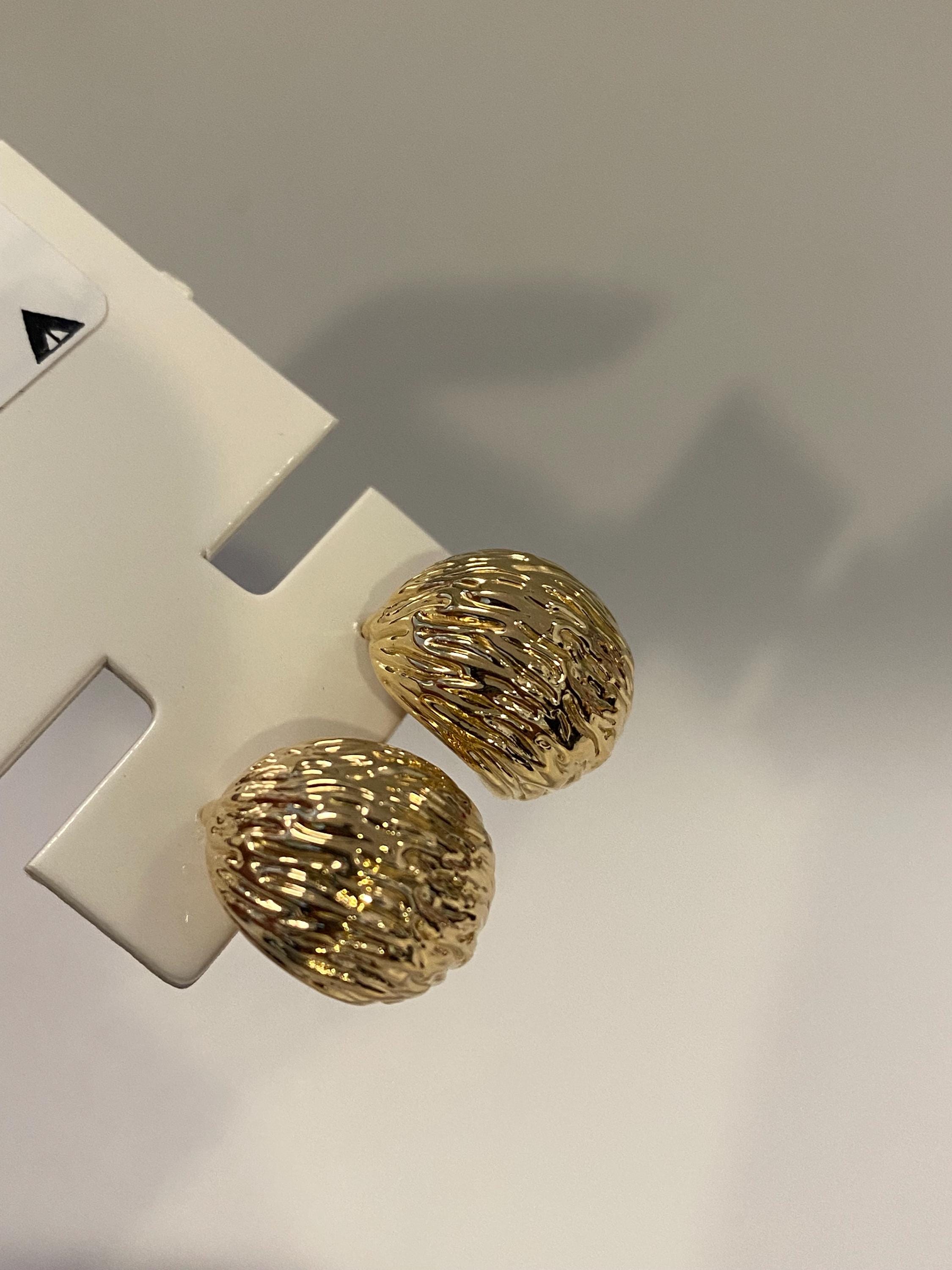 RI 様　K18 Jpn yg 3/25 loop earrings used Real 18K Japan Gold Loop Chunky Textured Earings - Etsy Canada