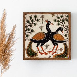 Peacock Indian Art, Floral & Nature Prints, Living Room decor, Printable, Indian Vintage, Palace Royal Painting, Poster, Wall Art, Paintings