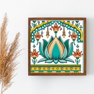 Lotus Gate, Indian Vintage Wall Art, Lotus Flower, india print, India Wall Art