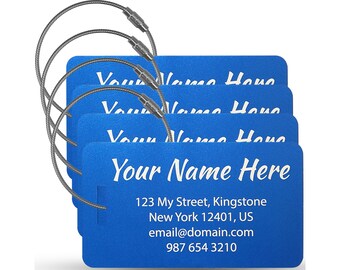 Personalized Luggage Tags - Custom Luggage Tag Customized Suitcase Tag Engraved Name ID Tags, Minimalist + RFID Blocker Passport Sleeve