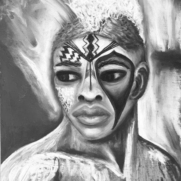 Nuba Noir, soft pastel painting