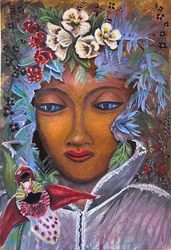 Orchid Portrait, Archival Print - Egg Tempera, A5