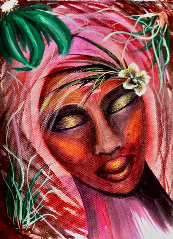 Fascinator Portrait, Archival Print -  Gouache , 10x14