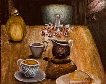 Cozy Inn, egg tempera painting