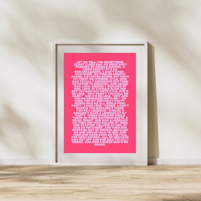 Mean Girls Quote Print Mean Girls Poster Regina Monologue