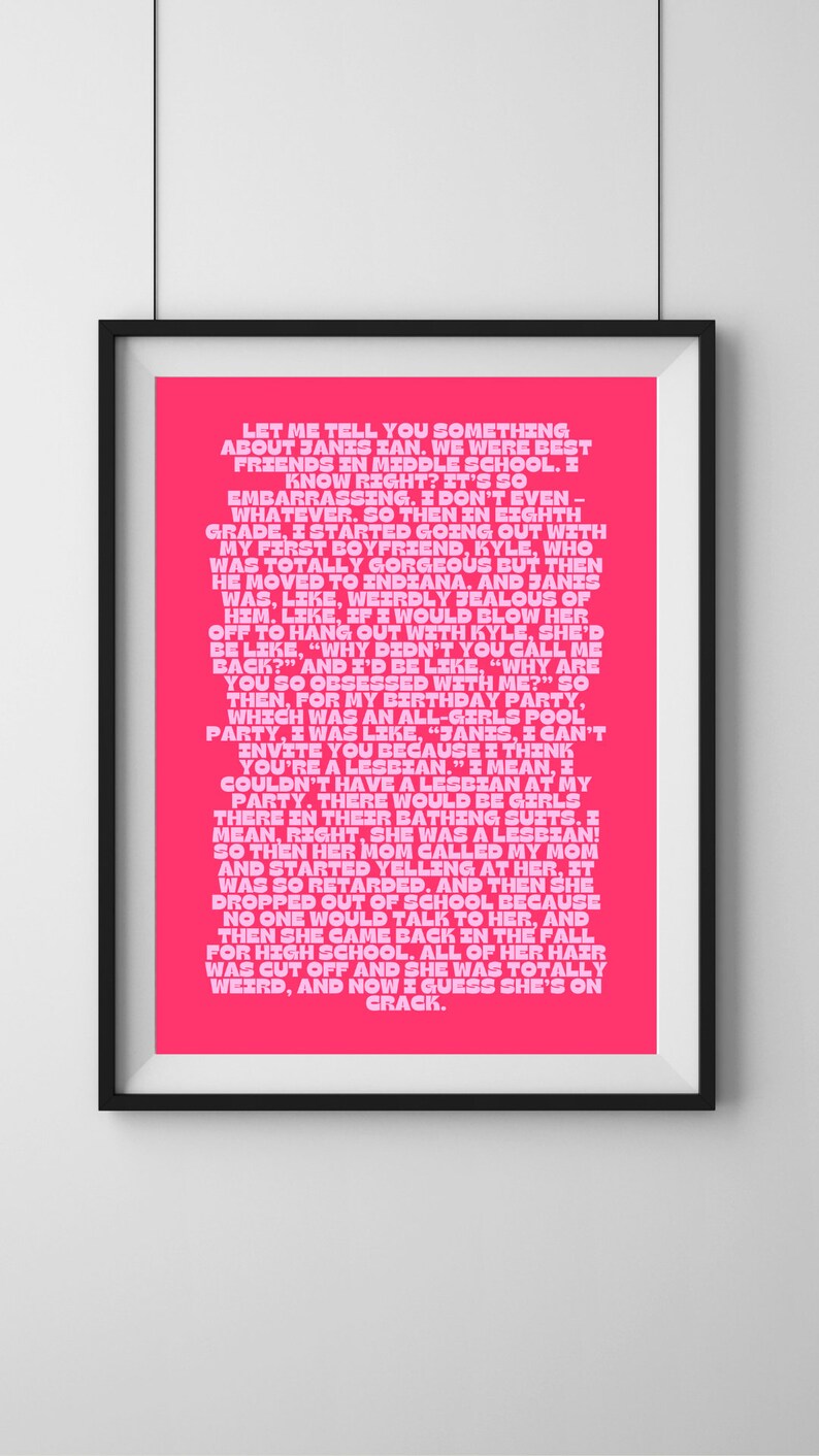 Mean Girls Quote Print Mean Girls Poster Regina Monologue