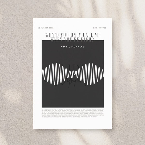 Polaroid Song Poster | Music Poster | Full Song Lyrics Wall Art | Printable Poster | Digital Art | Arctic Monkeys | Why’d You Only Call Me