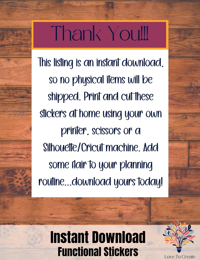 Hand-lettered Planner Stickers, Script Words Printable Stickers ...