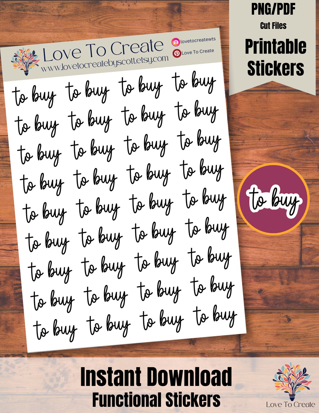 Handlettered to Buy Planner Stickers, to Buy Script Words Printable
