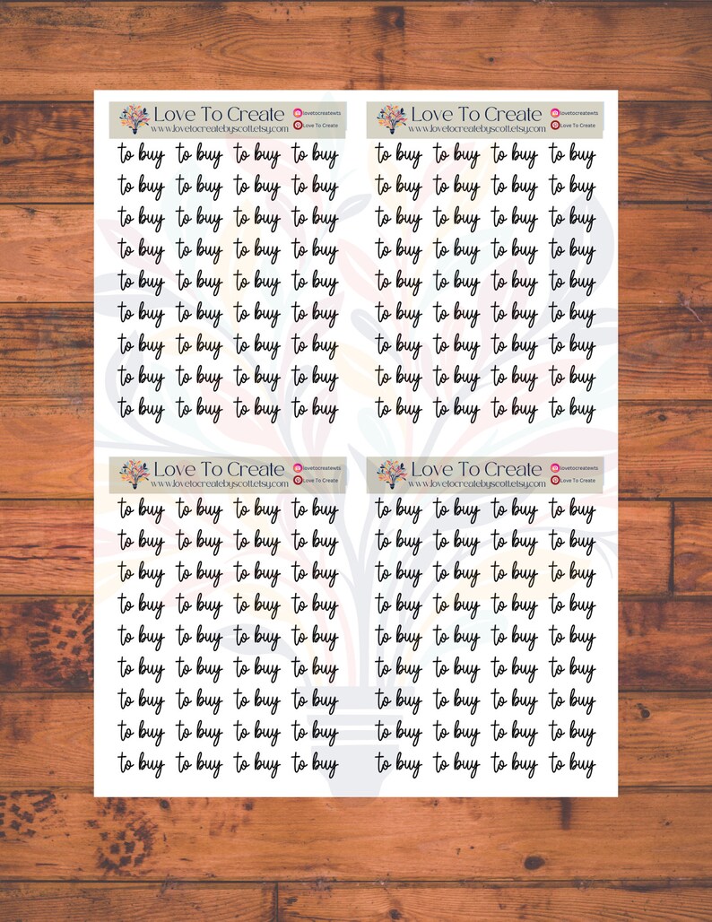 Handlettered to Buy Planner Stickers, to Buy Script Words Printable Stickers, Printable Planner