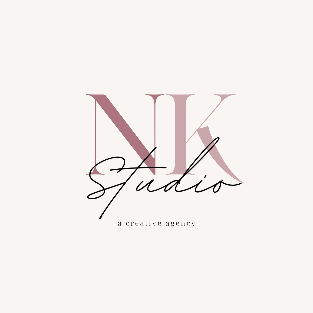 Pink & Ivory Minimal Script Design Studio Logo - Etsy