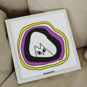 Non Binary Cute Cat Printable Art - Instant Download, Digital File, LGBTQIA+, PDF