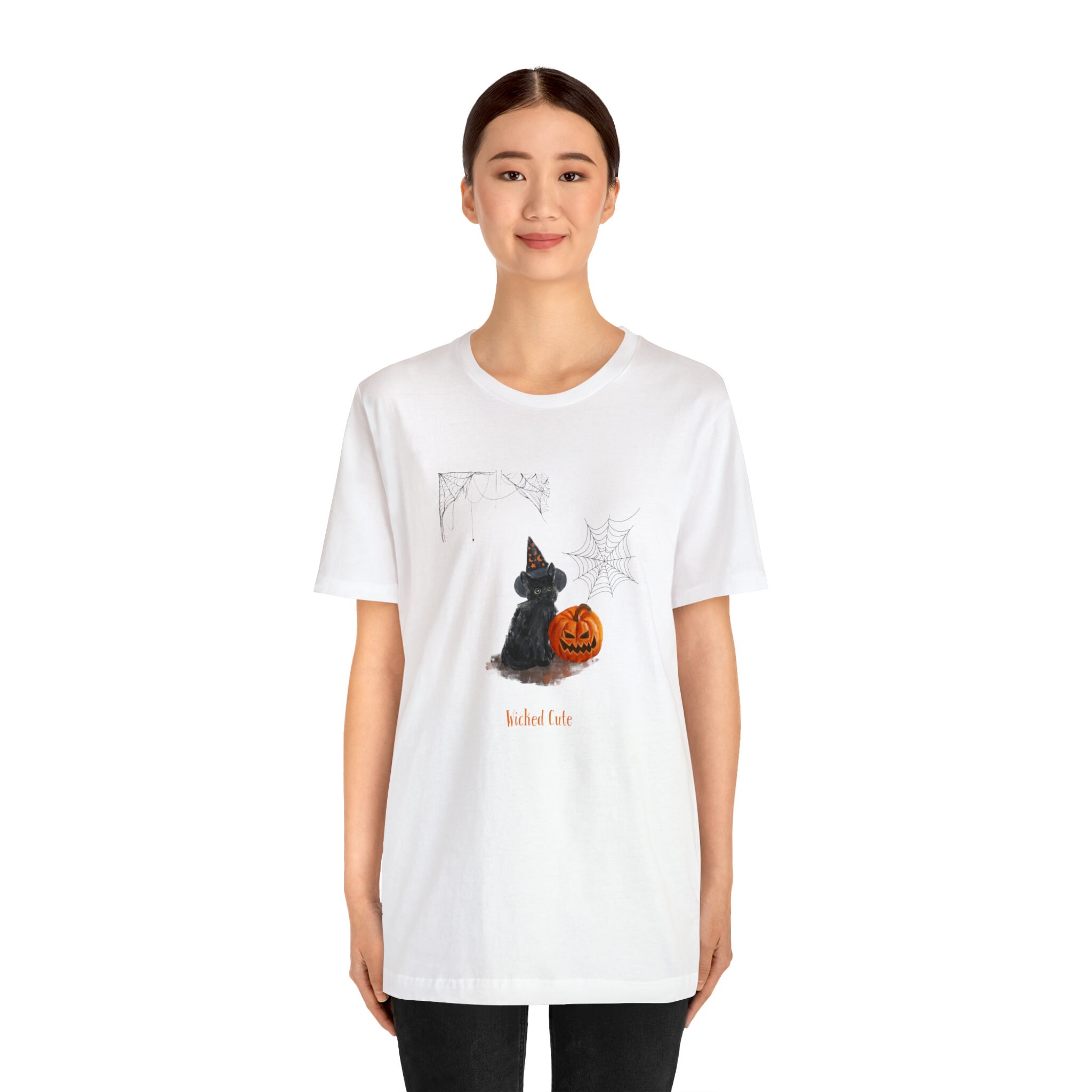 Wicked Cute Black Cat With Jack O'lantern and Spiderwebs