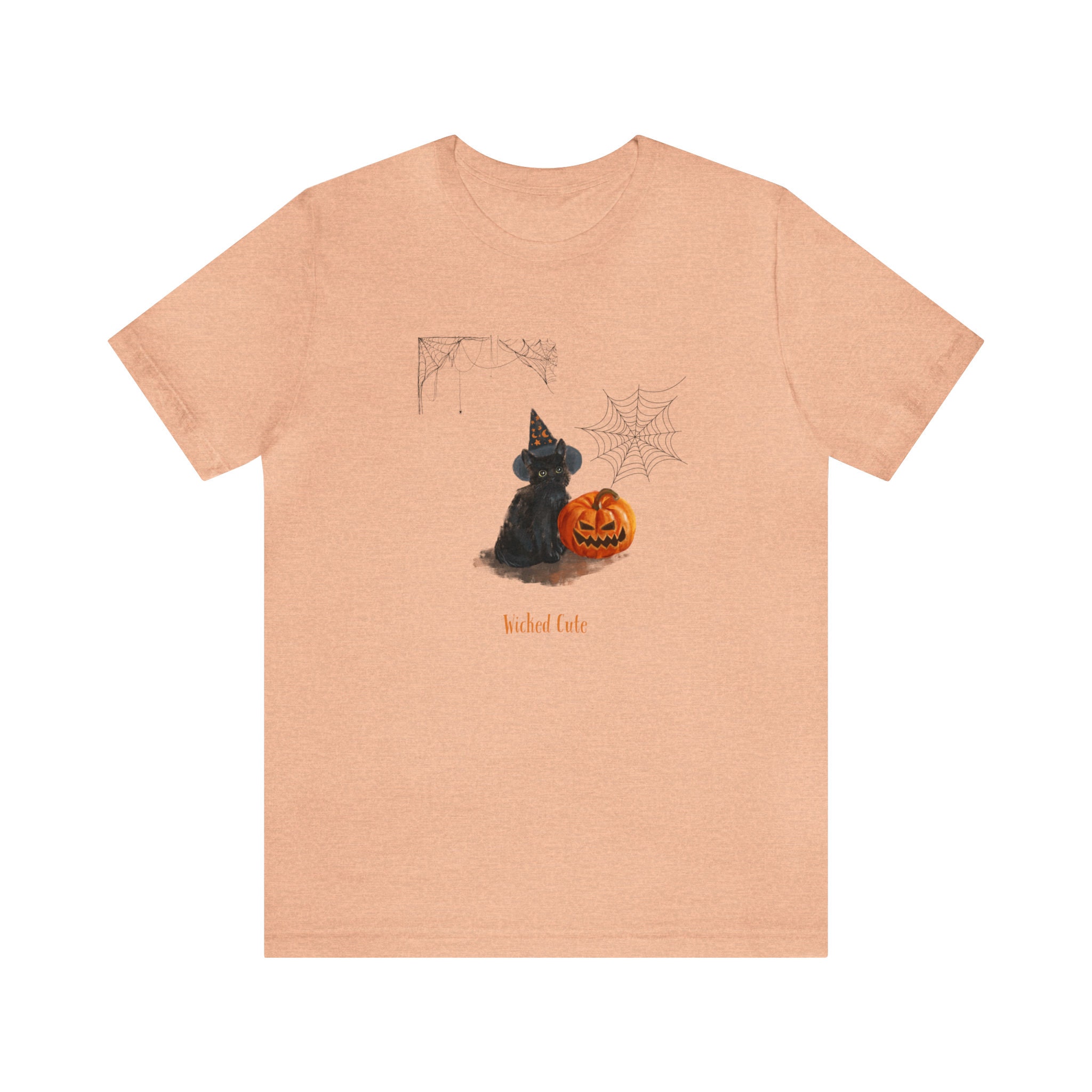 ★WAIKEI★ Black Cat Archive Short Sleeve T-Shirt YKBE02TS06 Wicked Cute Black Cat With Jack O'lantern and Spiderwebs
