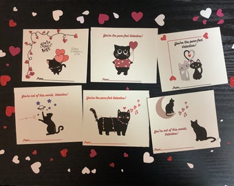 Printable Cat Valentines, Classroom Valentines for Kids, Valentine's Day Gift Tags, Instant Download