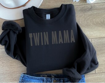 Twin Mama Crewneck Sweatshirt: Neutral Twin Mom Shirt