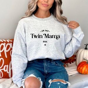 Twin Mama Era Sweatshirt - Heathered Crewneck - Twin Mom Gift
