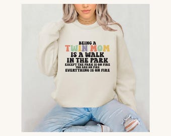 Bluza z okrągłym dekoltem Twin Mom Life, prezent na Dzień Matki