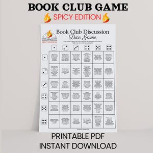 Spicy Book Club Game Printable Book Club Dice Game Printable Book Club Icebreaker Spicy Book Club Questions Book Club Discussion Starter PDF