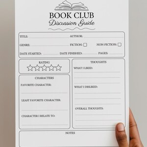 Book club discussion guide printable. Perfect book club icebreaker and discussion starter! Instant download PDF to print at home