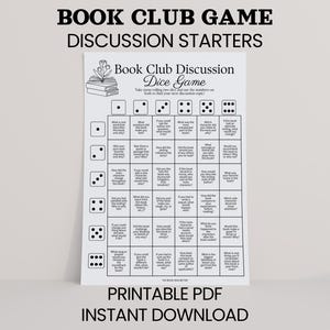 Book Club Game Printable Book Club Dice Game Printable Book Club Icebreaker Book Club Discussion Questions Book Club Discussion Starter PDF