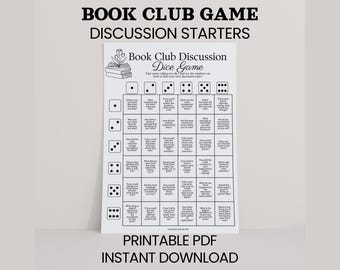 Boekenclubspel Afdrukbare boekenclub dobbelspel Afdrukbare boekenclub Icebreaker Boekenclub discussievragen Boekenclub discussie starter pdf