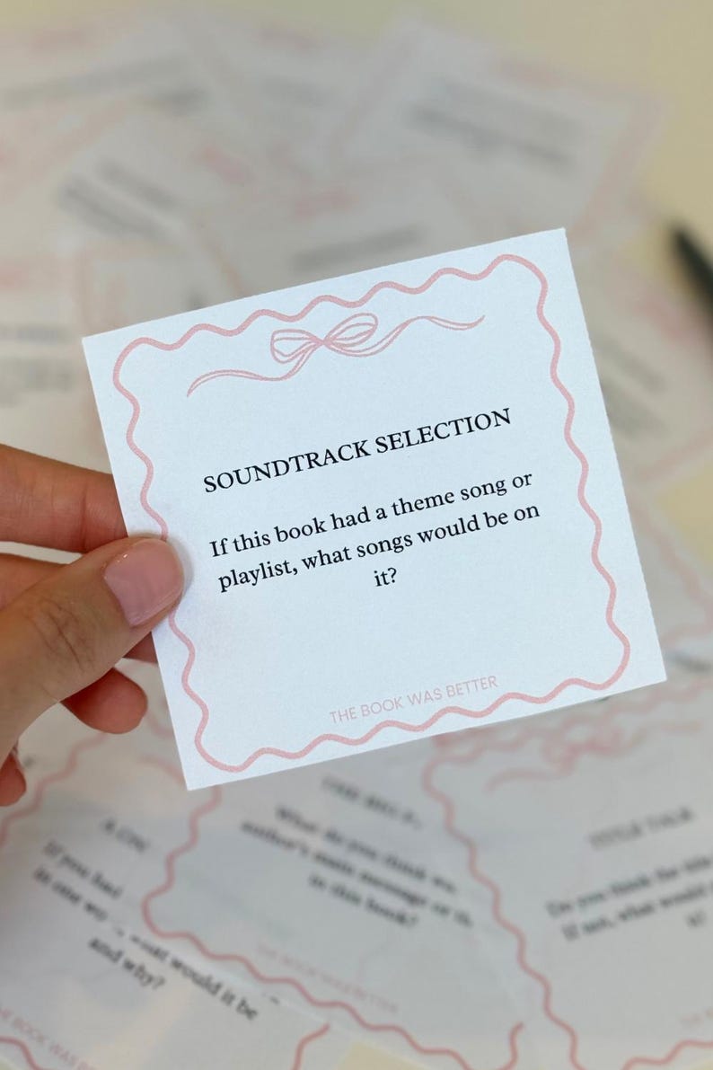 book club game. book club printable game. book club questions & book club discussion starters